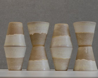 to order. WHITE CREAM cup, 120ml / 4,2 oz, stoneware espresso, coffee cup, white cream glazed, throwing on pottery's weel, filiżanka