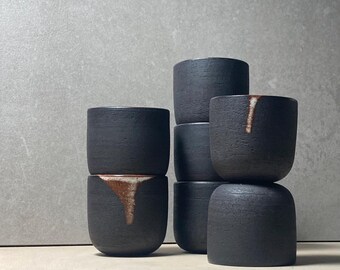 Black Wabi-Sabi U Espresso Cup 50ml - Handmade Ceramic Pottery