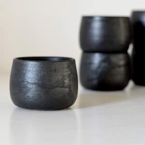 In stock. GRAPHITE cup, coffee cup, espresso cup, black glazed, modern design, throwing on pottery's weel, filiżanka do kawy