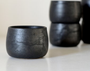 In stock. GRAPHITE cup, coffee cup, espresso cup, black glazed, modern design, throwing on pottery's weel, filiżanka do kawy