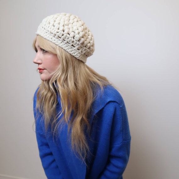 Green Knit hat and scarf set knit accessories Beret crocheted Basque Beret Hat French Wool Beret
