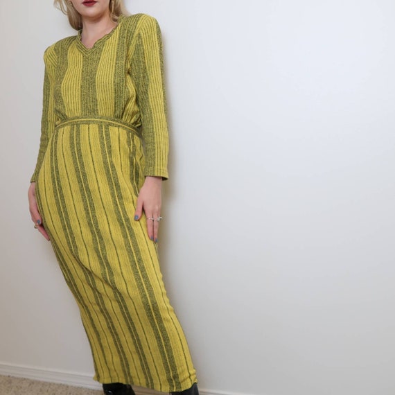 Vintage 70's yellow striped two piece knit set