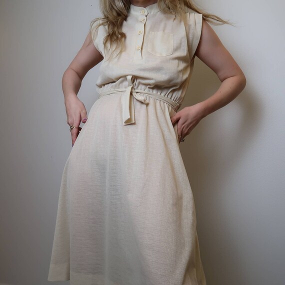 Vintage 70's cream midi dress