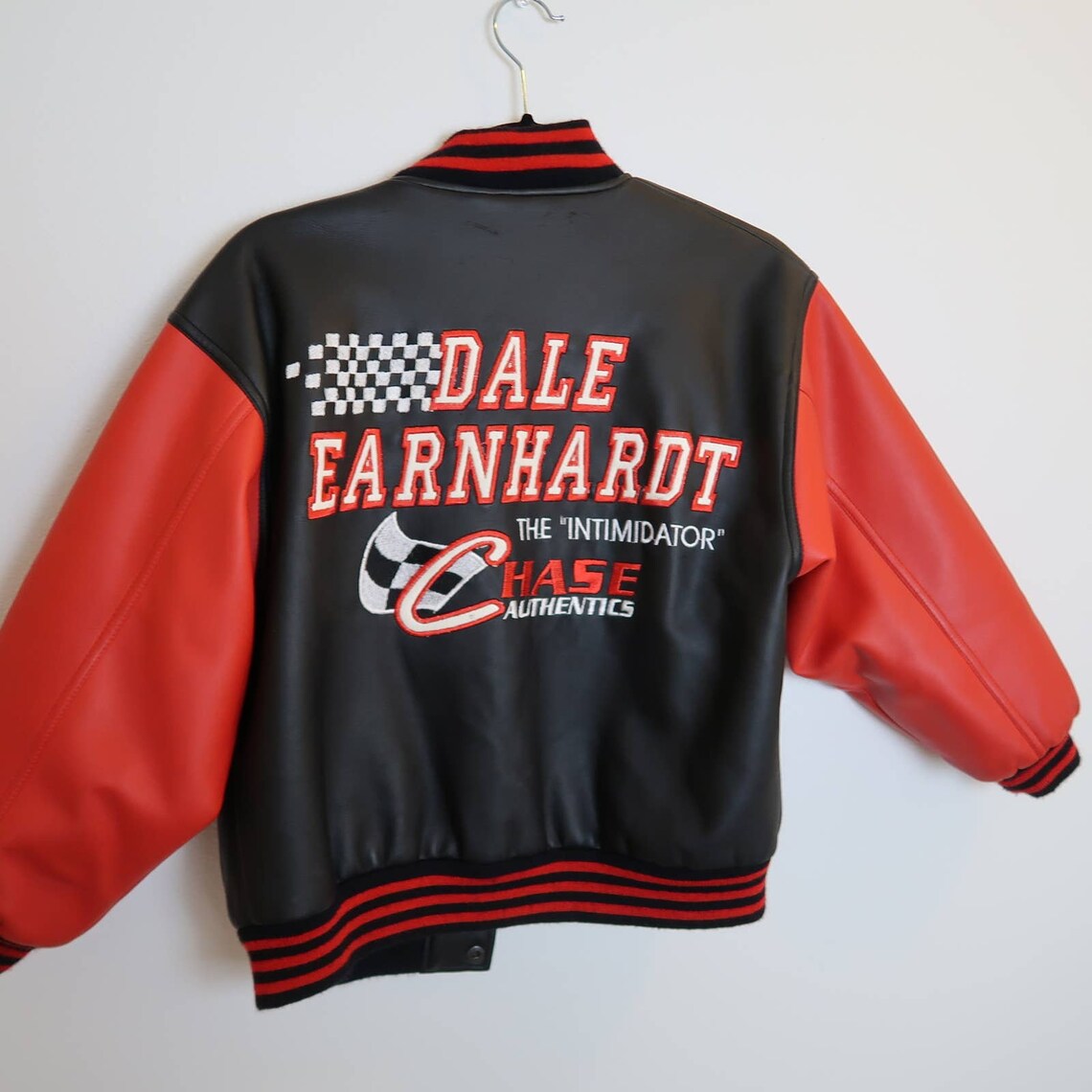 Vintage 90s NASCAR Dale Earnhardt faux leather bomber jacket Etsy