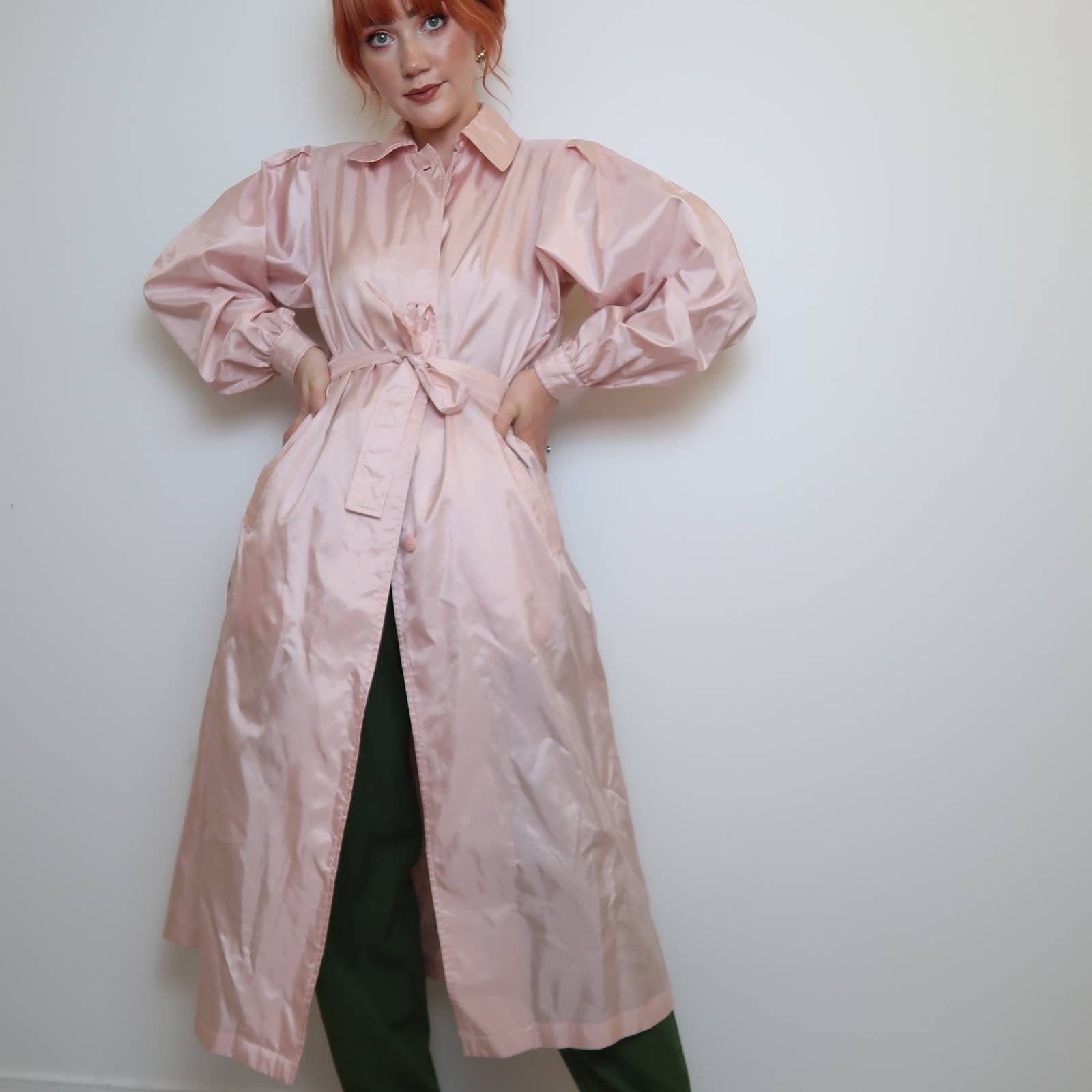 Vintage 80s pastel pink trench rain coat 8 Etsy
