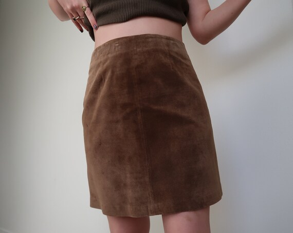 Vintage taupe suede mini skirt