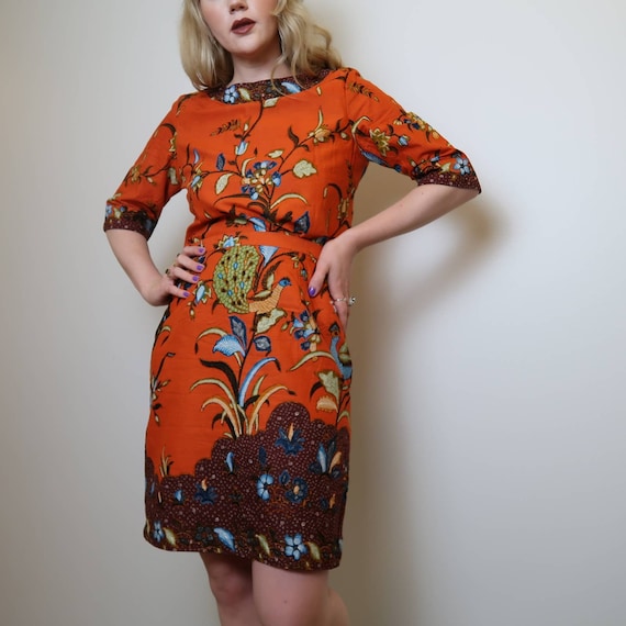 Vintage handmade orange printed two piece set