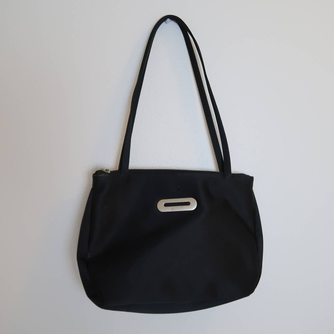 Vintage 90s Esprit black nylon tote bag purse | Etsy