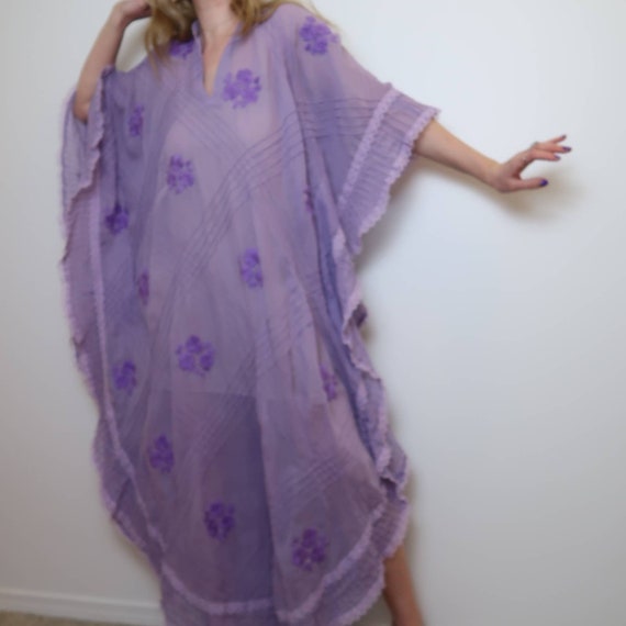 Vintage handmade lavender caftan dress