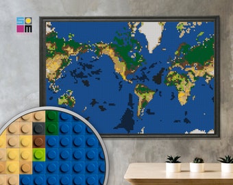 Lego World Map Etsy Lego World Map Etsy