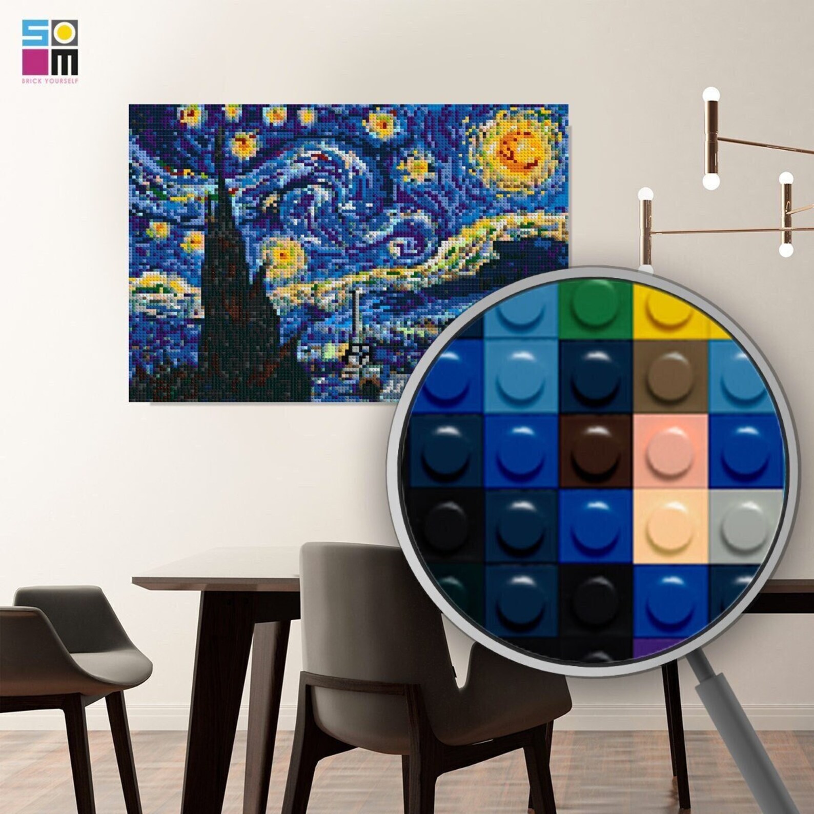 Starry Night Mosaic Puzzle / Mosaic Art Van Gogh / DIY Bricked Etsy