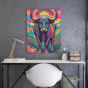The hardworking carabao, a psychedelic Filipino art print. Includes Tagalog and Baybayin script. Be inspired to work hard at your desk as you admire this majestic animal.