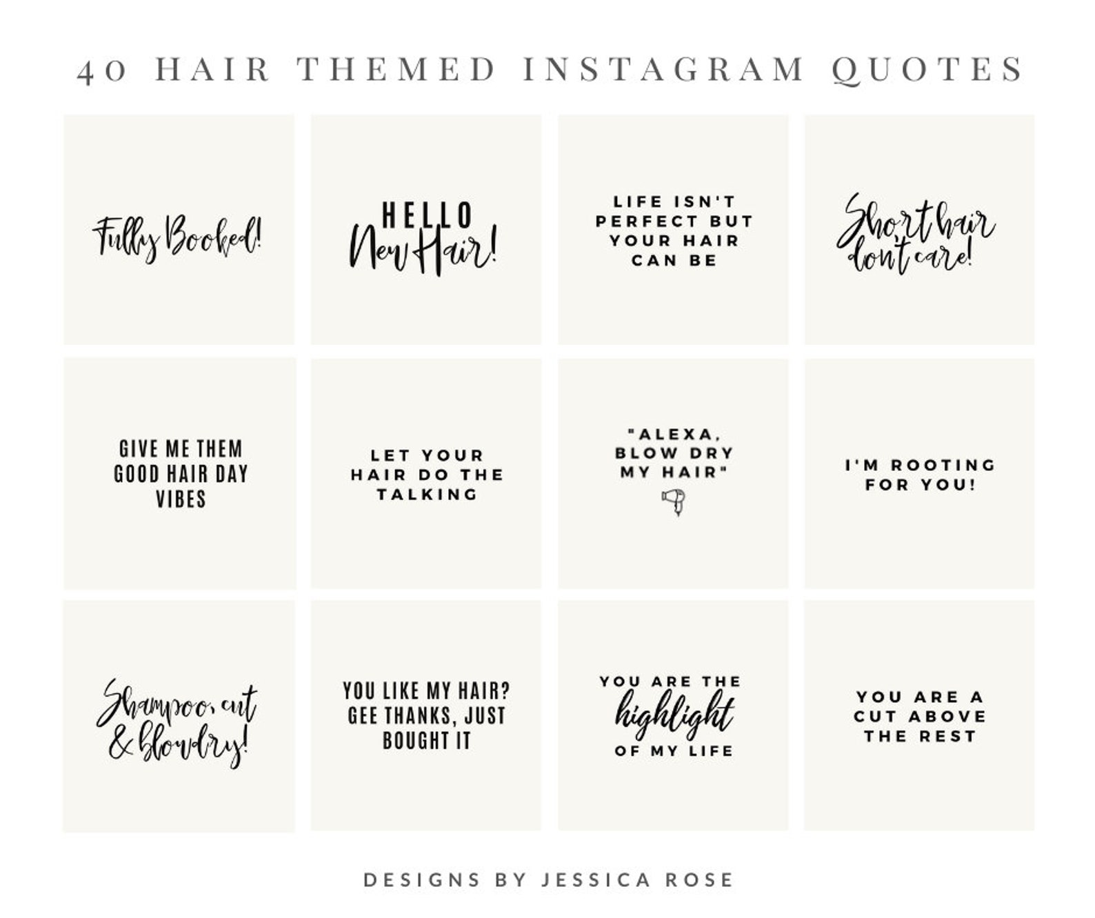 40 Custom Made Hair Instagram Posts. Hairdresser Quotes for Etsy