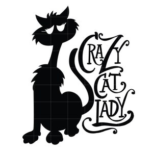 Verrückte Katze Lady SVG Vektor INSTANT DOWNLOAD