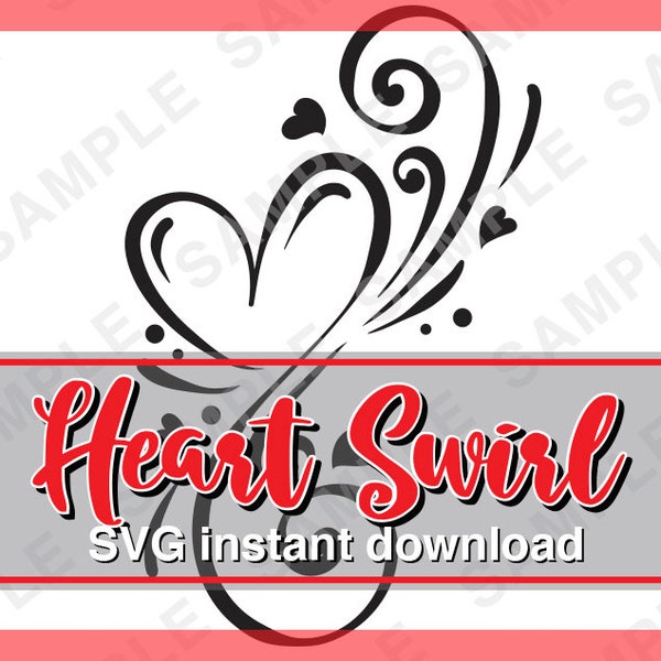 Heart Swirl tattoo scroll svg instant download clipart love cherish wedding engagement lost remembering bridal shower