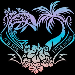 Herz Palme Delphin svg Clipart Strand Leben Salz Leben es sind die kleinen Dinge tropische Ozean Sonnenschein Paradies Vektor sofortiger download