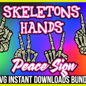 Skeleton Hands Peace Sign SVG Vector INSTANT DOWNLOAD clipart skull