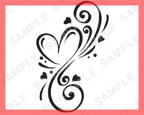 Buy Heart Swirl Tattoo Scroll Svg Instant Download Clipart Love Cherish  Wedding Engagement Lost Remembering Bridal Shower Online in India - Etsy