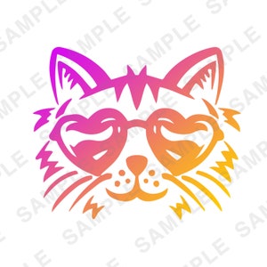 Heart Glasses Cat kitten svg instant download clipart love animals catlover