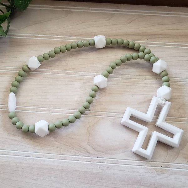 Silicone Rosary, Baby and Child's First Rosary, Baptism Gift, Sensory Toy