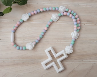 Silicone Rosary, Baby and Childs First Rosary, Baptism Gift, Sensory Toy