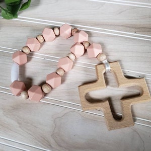 Silicone Decade Rosary, Baby and Child's First Rosary, Baptism Gift, Sensory Toy Blush
