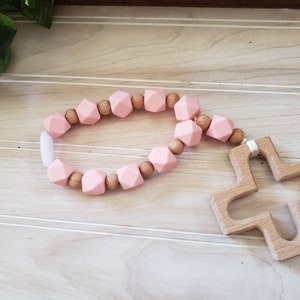 Silicone Decade Rosary, Baby and Child's First Rosary, Baptism Gift, Sensory Toy Pink