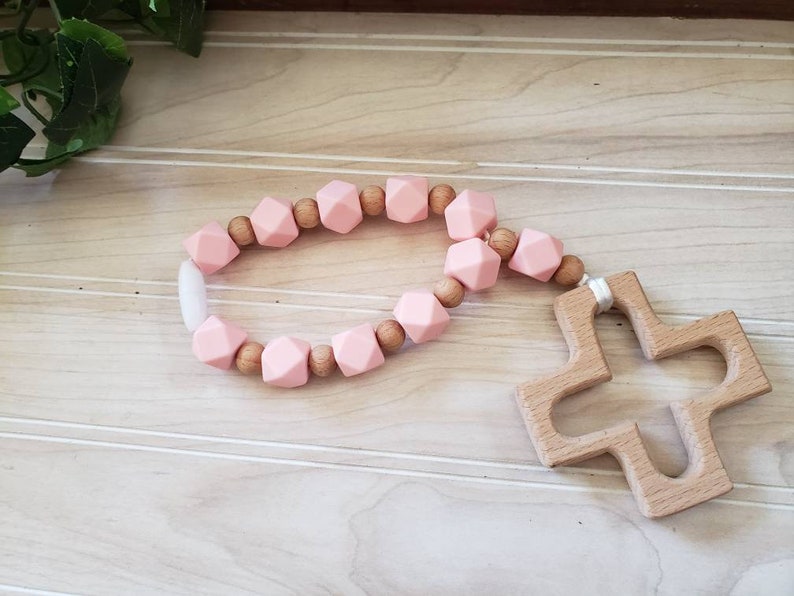 Silicone Decade Rosary, Baby and Child's First Rosary, Baptism Gift, Sensory Toy Pink