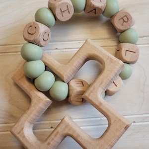 Personalized Silicone Decade Rattle Rosary, Baby and Child's First Rosary, Baptism Gift, Sensory Toy