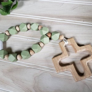 Silicone Decade Rosary, Baby and Child's First Rosary, Baptism Gift, Sensory Toy Sage