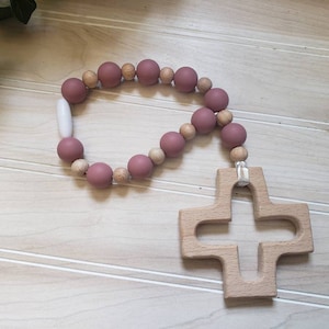 Girl colored Silicone Decade Rosary, Baby and Child&#39;s First Rosary, Baptism Gift, Sensory Toy