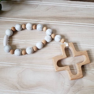 Boy colored Silicone Decade Rosary, Baby and Child's First Rosary, Baptism Gift, Sensory Toy Marble