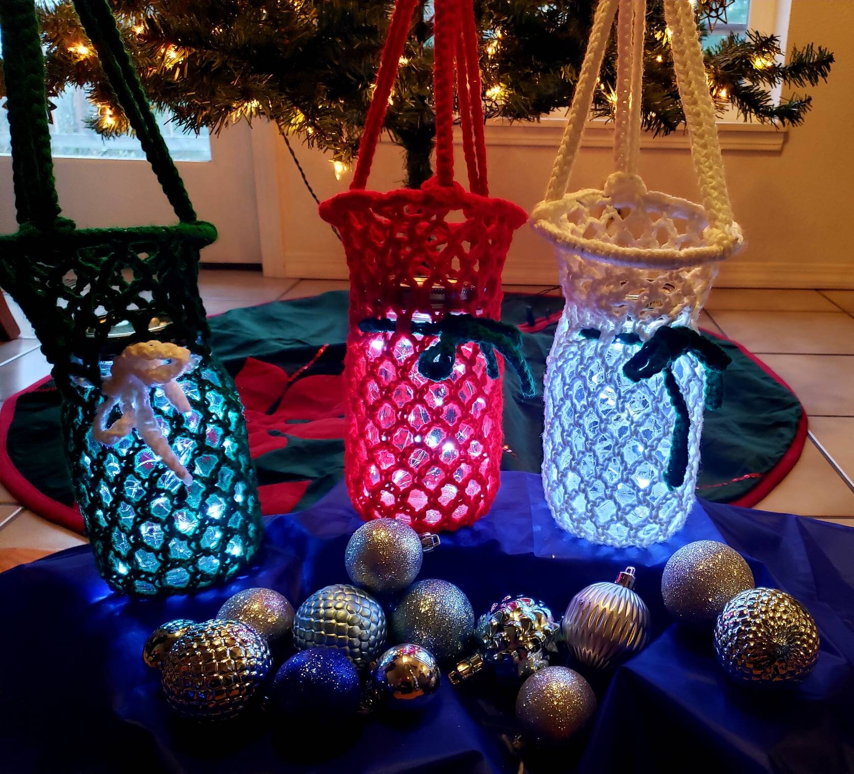 Holiday Fairy Light Luminary set of 1 Crochet Fairy Light Etsy