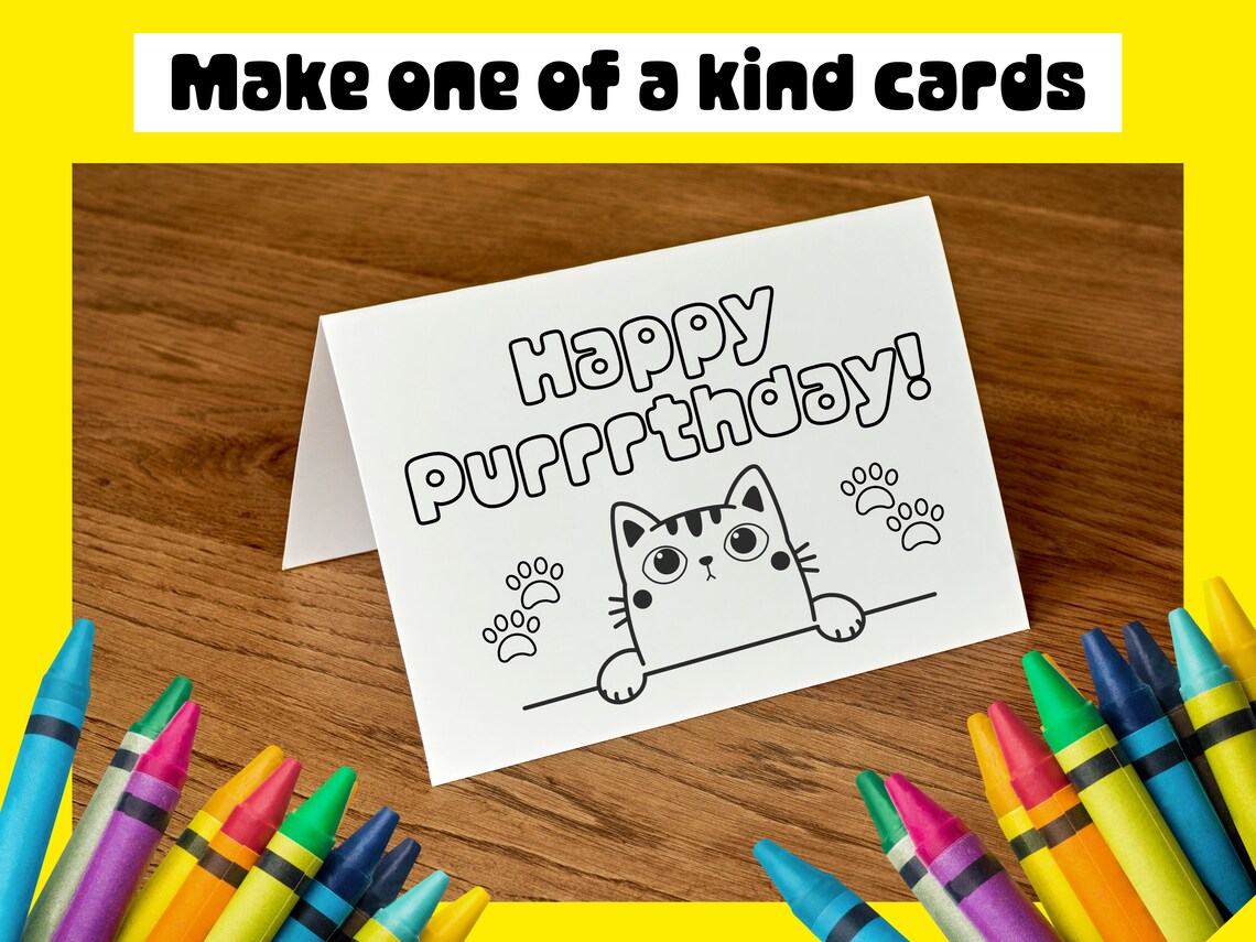 Birthday Card Coloring Page Printable Coloring Page - Etsy