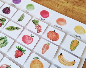 Jeu les couleurs des fruits et légumes- apprentissage Montessori