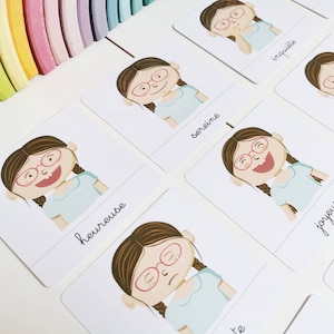 Girl's emotions, linguistic documents - nomenclature cards - Montessori-inspired learning game -