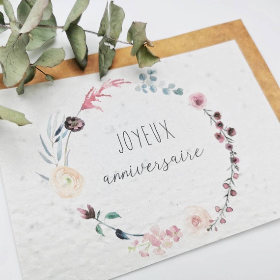 Carte A Planter Anniversaire Fleurs Carte Anniversaire Etsy France