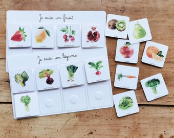 Jeu fruits-légumes, Jeu montessori reconnaissance