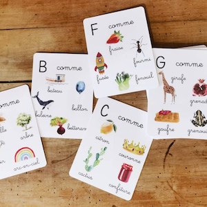 Alphabet cards, linguistic documents - nomenclature cards - Montessori-inspired learning game