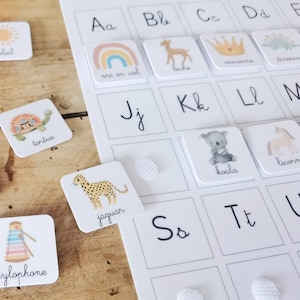 Alphabet game boho joy everyday words, Montessori phonetic recognition game