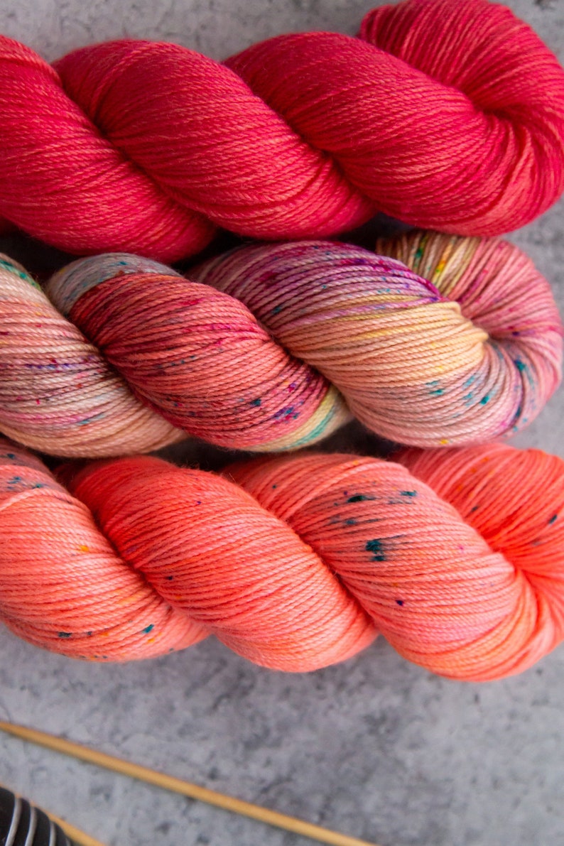 Ships Free in US Misfits Pink Coral Speckled Sock Superwash Merino Nylon Yarn Fingering Sock Yarn knitting crochet Corally Invited