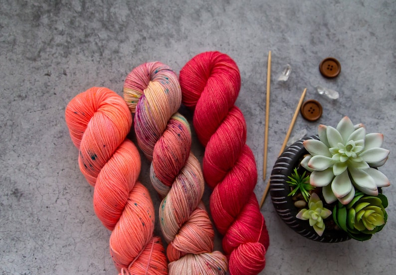 Ships Free in US Misfits Pink Coral Speckled Sock Superwash Merino Nylon Yarn Fingering Sock Yarn knitting crochet Corally Invited