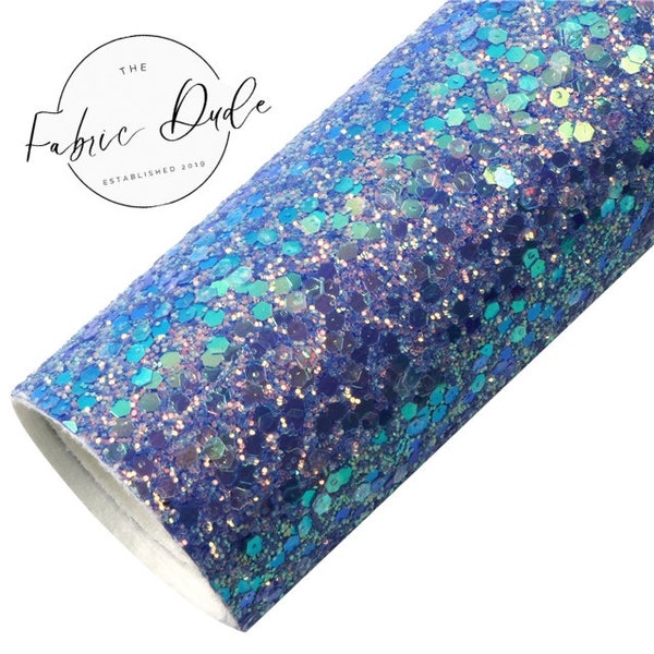 Blueberry Disco Glitter Chunky Glitter faux leather sheet great for bows and earrings TheFabricDude