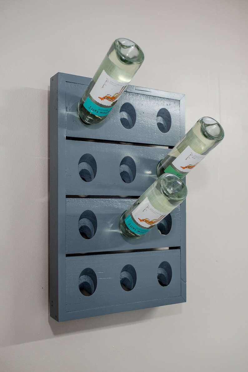 grey wall mounted wine rack