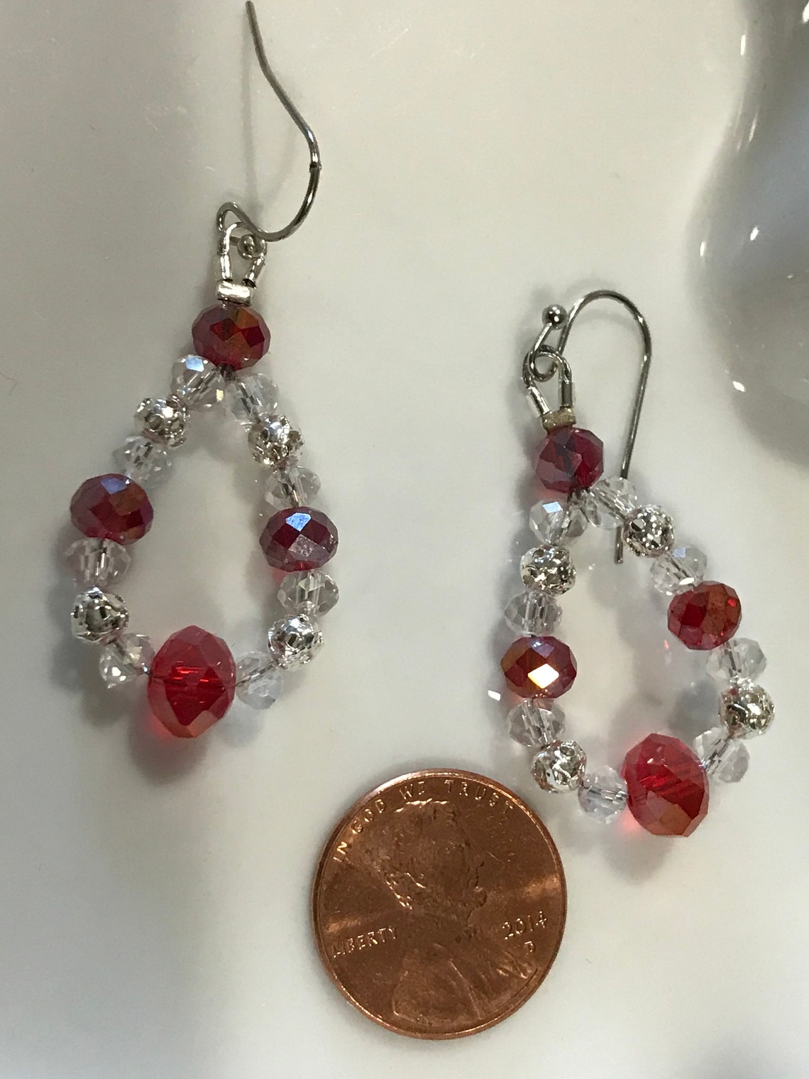 Crystal Beaded Teardrop Earring Etsy