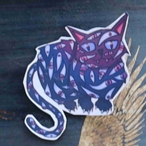 Spooky Cat Sticker- For Water bottle, Skateboard Iphone, Macbook,Home Decor, Phone, Laptop