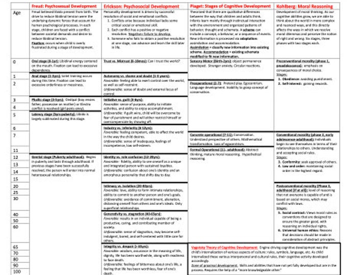 MCAT: Theories of Cognitive Development Table - Etsy