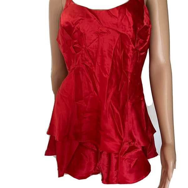 2/1997 2p Victoria's Secret Sleepwear intim Pajama Lingerie Hot Red Silk 100%