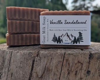Vanilla Sandalwood Goat Milk Soap 4 Pack – Handmade, Moisturizing, & Gentle for Sensitive Skin