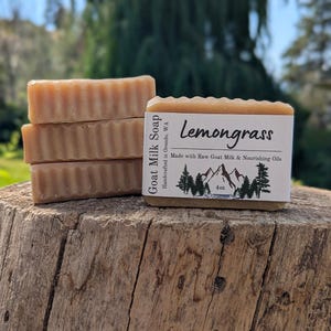 Lemongrass Goat Milk Soap 4 Pack – Refreshing Citrus Essential Oil Bar, Hot Process Soap